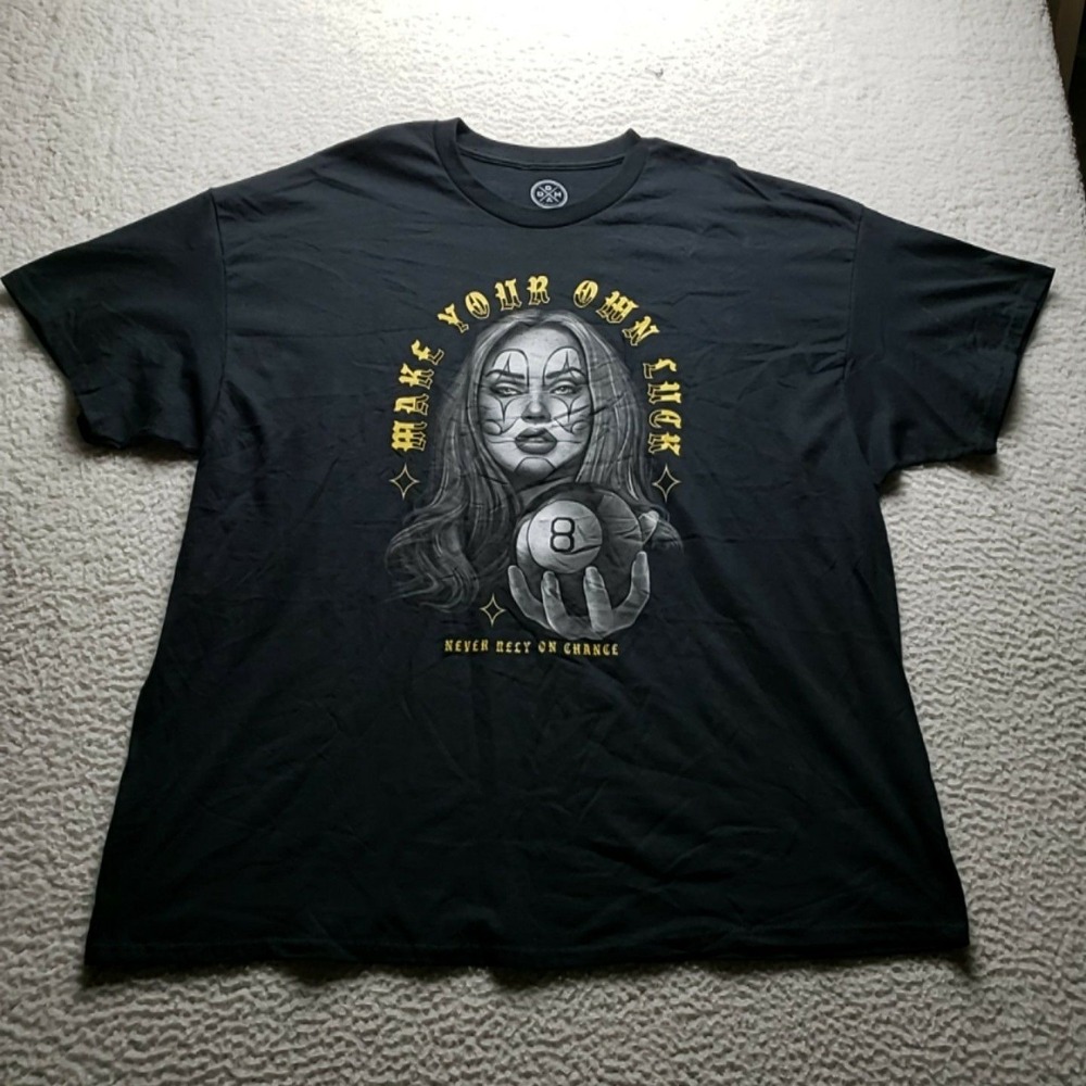 DOM Shirt Mens 3XL Black Make Your Own Luck 8 Ball Graphic Tee Tagless Jersey
